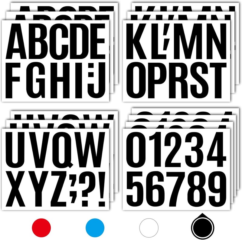 Seloom 13 Sheets Alphabet Stickers,4 Inch Large Vinyl Letter Number Stickers Self Adhesive,Waterproof Numbers Alphabet Letters Labels for DIY Crafts,Mailbox,Notebook,Door,Water Bottles,Car(Black) - Image 1